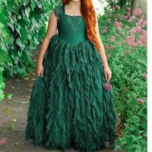 Dollcake diamond in the rough Frothy Frock Elegant Green Ruffled Gown sz 1